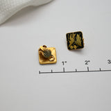Vintage Gold & Black Damascene Clip‑On Earrings – Bird & Leaf Design – 5/8"