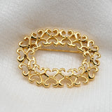 Vintage Gold‑Tone Openwork Oval Brooch – 2"