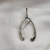 Vintage Gold‑Tone Wishbone Pendant/Brooch – Good Luck Symbol 2.25" x 1" – .3 oz
