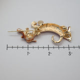 Brown Dachshund Dog Brooch – Gold‑Tone Collar – New – 2.25" x 1" – .3 oz