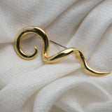 Modern Gold‑Tone Swirl Brooch – Sculptural Design – New – 3.5" x 1.25" – .5 oz