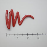 Vintage Red Enamel Abstract Brooch – Modern Wavy Design – 2.5" x 1.75" – .5 oz