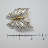 Vintage Two‑Tone Butterfly Brooch – Silver Lattice Wings & Gold Accents