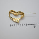Vintage Gold‑Tone Heart Brooch – Sculpted Twist Design – 1.75" x 1.25" – .5 oz