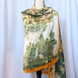 Brilliant green/gold 32" x 64" oblong scarf/wrap - 100% polyester