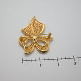 Vintage Gold‑Tone Rhinestone Bow Brooch – 1.75" x 2.25" – .5