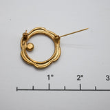 Vintage Gold‑Tone Open Circle Brooch with Black Stone Accent – 1" – .2 oz