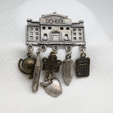 Vintage Schoolhouse Brooch w/ Dangling Charms – 2.5"
