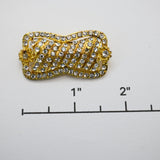 Vintage Gold‑Tone Rhinestone Bar Brooch – 1.5"