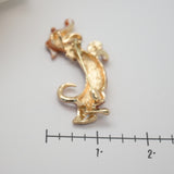 Brown Dachshund Dog Brooch – Gold‑Tone Collar – New – 2.25" x 1" – .3 oz
