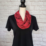 Red/Black "Pen and Ink" Infinity Scarf