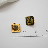 Vintage Gold & Black Damascene Clip‑On Earrings – Bird & Leaf Design – 5/8"
