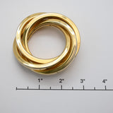 Vintage Gold‑Tone Interlocking Rings Brooch – 2.5"