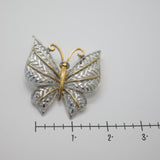 Vintage Two‑Tone Butterfly Brooch – Silver Lattice Wings & Gold Accents