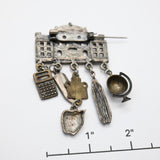 Vintage Schoolhouse Brooch w/ Dangling Charms – 2.5"