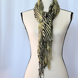 Green Animal Print Scarf/Wrap 28" x 74"