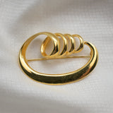 Vintage Gold‑Tone Abstract Oval Brooch – Sculptural Loop Design – 2.5" x 1.5"