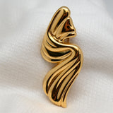 Vintage Gold‑Tone Abstract Sculptural Brooch – 3"