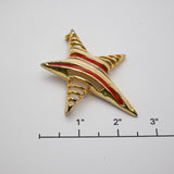 Vintage Gold‑Tone Enamel Star Brooch – 2.5"