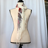 Vibrant floral scarf 27" x 66" with fringe