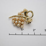 Vintage Gold‑Tone Pearl Cluster Brooch – 1.75"