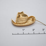 Vintage Gold‑Tone Rhinestone Cowboy Hat Brooch – 2"