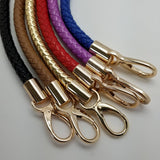 Braided PU Leather Purse Handles with Gold Spring Buckles - 20" - 1 Pair