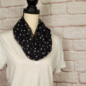 Black with White Polka Dots Infinity Scarf