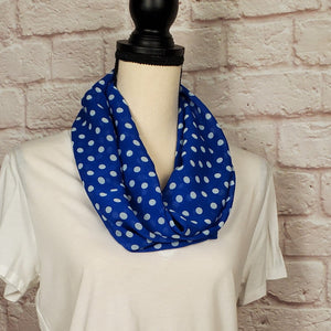 Blue Polka Dot Infinity Scarf