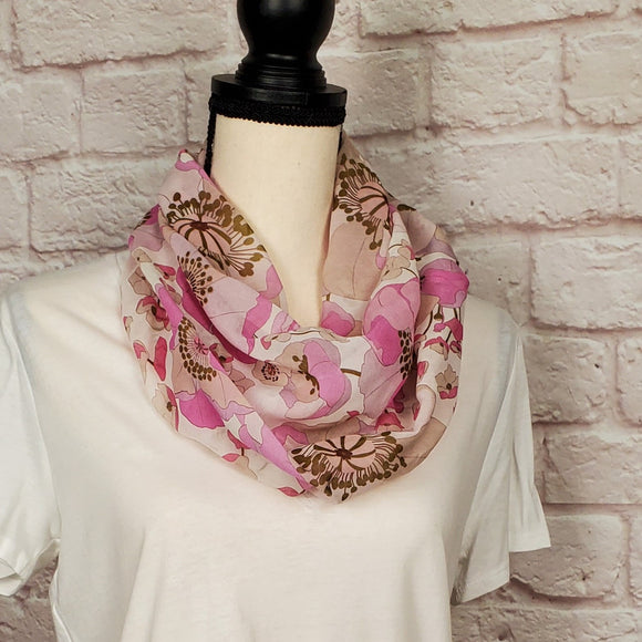 Pink Floral Infinity Scarf