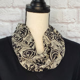 Black and Beige Roses Infinity Scarf