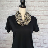 Black and Beige Roses Infinity Scarf