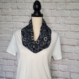 Black with Beige Circles Inifinity Scarf