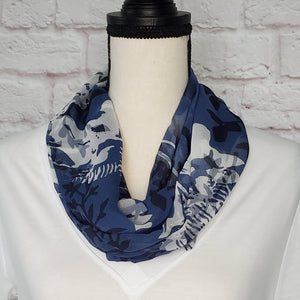 Blue on Blue Floral Infinity Scarf