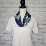 Blue on Blue Floral Infinity Scarf