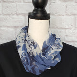 Blue on Blue Floral Infinity Scarf