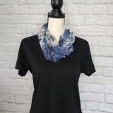 Blue on Blue Floral Infinity Scarf