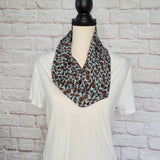 Brown and Baby Blue Geometric Infinity Scarf