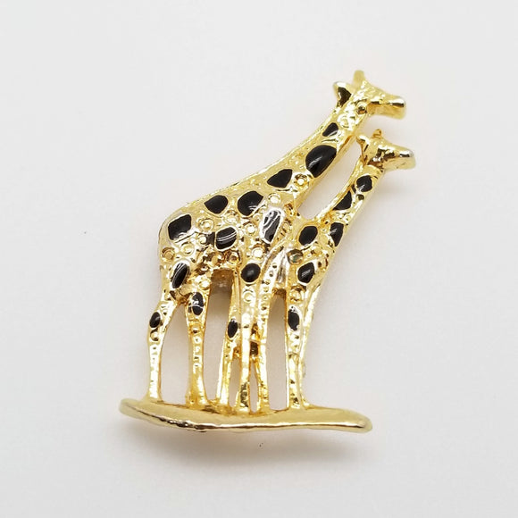 Vintage Small Gold Giraffes Magnetic Brooch/Pin