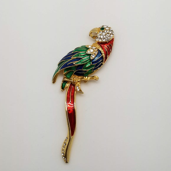Vintage Cloisonné Parrot Magnetic Brooch/Pin