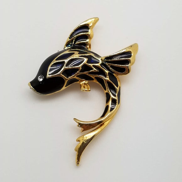 Black/Gold Whale Magnetic Brooch/Pin