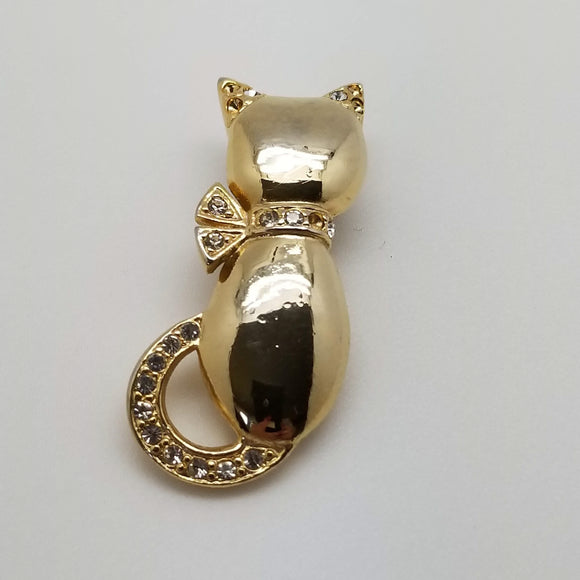 Vintage Gold Cat Magnetic Brooch/Pin