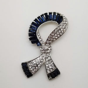 Navy Crystal Bow Magnetic Brooch/Pin